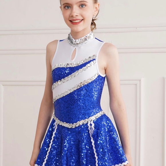 Girls Glitter Sequins Cheerleading Uniform - Picture 6 of 6